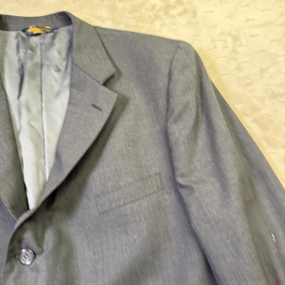 VTG Brooks Brothers USA Made 100% Wool‎ Blazer Sz 50 Charcoal SMALL HOLE Look